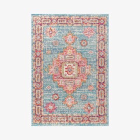 Flair Boho Vintage Medallion Area Rug - Blue / Red