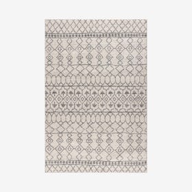 Izil Moroccan Beni Souk Area Rug - Cream / Grey