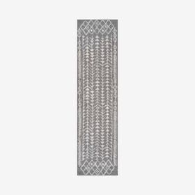 Ziri Moroccan Geometric Runner Rug - Grey / Cream