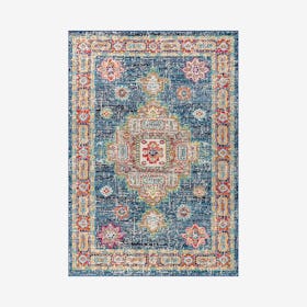 Flair Boho Vintage Medallion Area Rug - Navy / Red