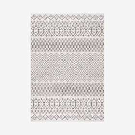 Ifrane Berber Geometric Stripe Area Rug - Cream / Grey