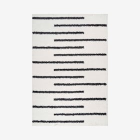 Alaro Berber Stripe Shag Area Rug - White / Black