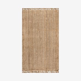 Para Hand Woven Chunky Area Rug with Fringes - Natural