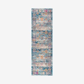 Flair Boho Vintage Faded Runner Rug - Navy / Cream