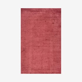 Haze Solid Low-Pile Area Rug - Red