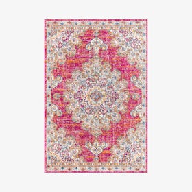 Flair Boho Vintage Medallion Area Rug - Pink / Cream