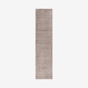 Haze Solid Low-Pile Runner Rug - Brown