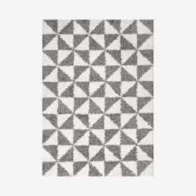 Alcudia Geometric Shag Area Rug - Beige / Dark Grey