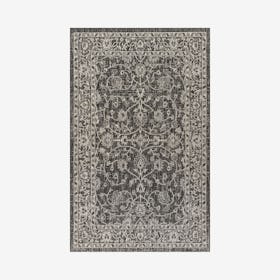 Palazzo Vine and Border Textured Weave Indoor / Outdoor Area Rug - Black / Grey