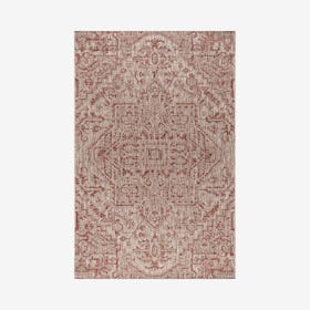 Estrella Bohemian Medallion Textured Weave Indoor / Outdoor Area Rug - Red / Taupe