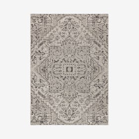 Estrella Bohemian Medallion Textured Weave Indoor / Outdoor Area Rug - Black / Grey