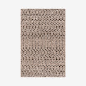 Ourika Moroccan Geometric Textured Weave Indoor / Outdoor Area Rug - Natural / Black