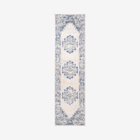 Inigo Cottage Medallion Runner Rug - Blue / Gray