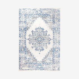 Inigo Cottage Medallion Area Rug - Blue / Gray