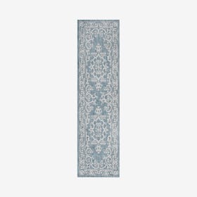 Galon Filigree Indoor / Outdoor Runner Rug - Teal / Ivory