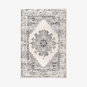 Inigo Cottage Medallion Area Rug - Dark Gray / Cream