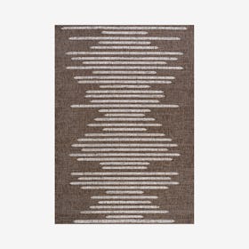 Zolak Berber Stripe Geometric Indoor / Outdoor Area Rug - Brown / Beige