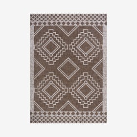 Marokko Diamond Tribal Medallion Indoor / Outdoor Area Rug - Brown / Beige