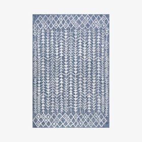 Tokay Bohemian Geometric Indoor / Outdoor Area Rug - Blue / Ivory