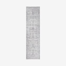 Lotus Modern Persian Floral Runner Rug - Grey