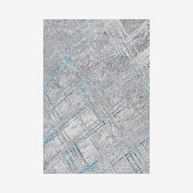 Slant Modern Abstract Area Rug - Grey / Turquoise