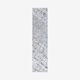 Slant Modern Abstract Runner Rug - Grey / Blue