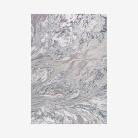 Swirl Marbled Abstract Area Rug - Grey / Turquoise