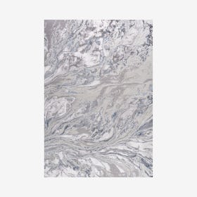 Swirl Marbled Abstract Area Rug - Grey / Blue