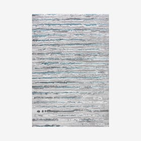 Batten Modern Stripe Area Rug - Grey / Turquoise