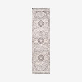 Scala Ornate Bohemian Medallion Runner Rug - Gray / Cream