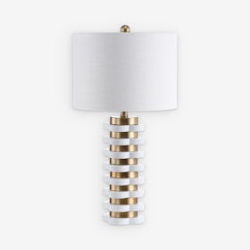 Wellington Quatrefoil Striped LED Table Lamp - Brass Gold - Resin / Metal