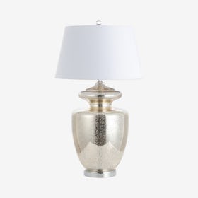 Hughes LED Table Lamp - Mercury Silver / Ivory - Glass
