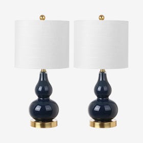 Anya Mini Table Lamps - Navy - Glass - Set of 2