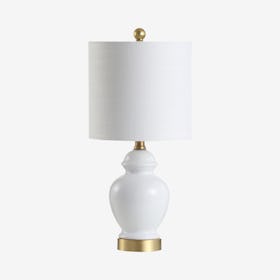 Perry LED Table Lamp - White / Brass Gold - Ceramic / Metal