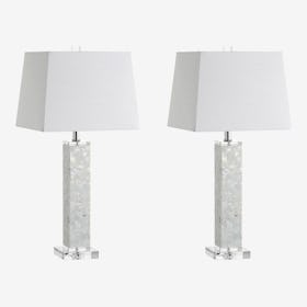 Noelle LED Table Lamps - White - Seashell - Set of 2