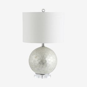 Zuri Capiz Sphere LED Table Lamp - Pearl / White - Seashell