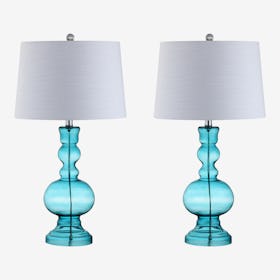 Genie LED Table Lamps - Aqua - Glass - Set of 2