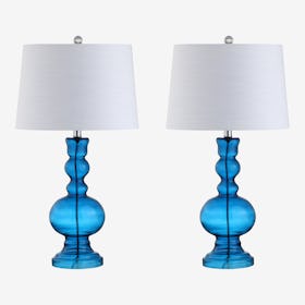 Genie LED Table Lamps - Night Blue - Glass - Set of 2