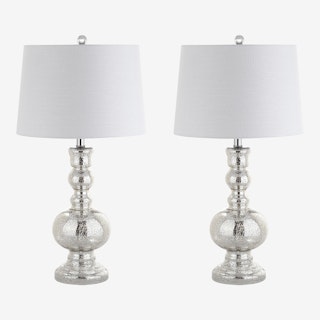 Genie LED Table Lamps - Mercury Silver - Glass - Set of 2
