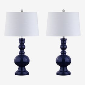 Genie LED Table Lamps - Navy - Glass - Set of 2