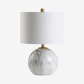Luna LED Table Lamp - White / Brass Gold - Faux Marble / Resin