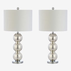 Bella Triple-Sphere LED Table Lamps - Mercury Silver - Glass - Set of 2