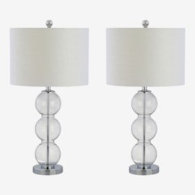 Bella Triple-Sphere LED Table Lamps - Clear / Chrome - Glass - Set of 2