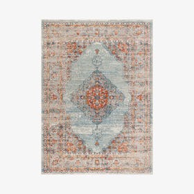 Cadiz Vintage Medallion Area Rug - Coral / Turquoise