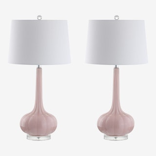 Bette Teardrop LED Table Lamps - Pink - Glass - Set of 2