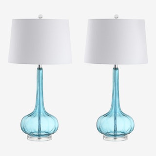 Bette Teardrop LED Table Lamps - Aqua - Glass - Set of 2