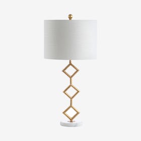 Diamante Modern Gilt LED Table Lamp - Gold / White - Metal / Marble