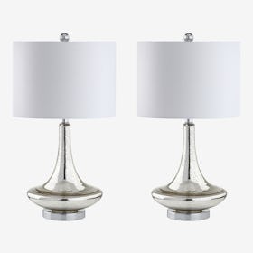 Cecile Teardrop LED Table Lamps - Mercury Silver - Glass - Set of 2