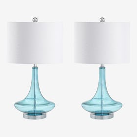 Cecile Teardrop LED Table Lamps - Aqua - Glass - Set of 2
