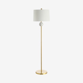 Vaughn Modern LED Floor Lamp - Brass Gold / White - Metal / Resin